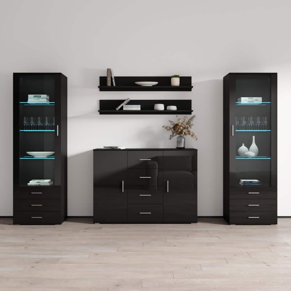 Soho 3 Modern Wall Unit Entertainment Center with LED Lights