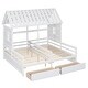 preview thumbnail 10 of 10, White Twin Size Solid Wood House Platform Beds with Two Drawers for Boys and Girl Shared Beds