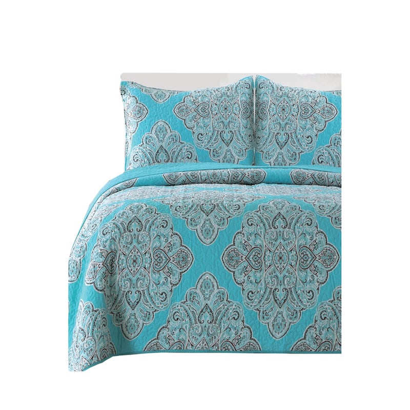 Gouchee Home Windsor Quilt Set Queen Turquoise