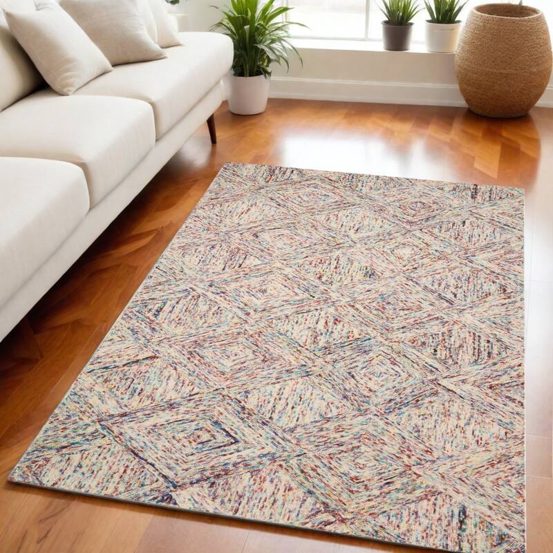 Cizim Power Loomed Geometric Modern Soft Area Rug By HomeRoots - 90' X '60' X '0.5 - 90' X '60' X '0.5 - Oxford Blue - Rectangle