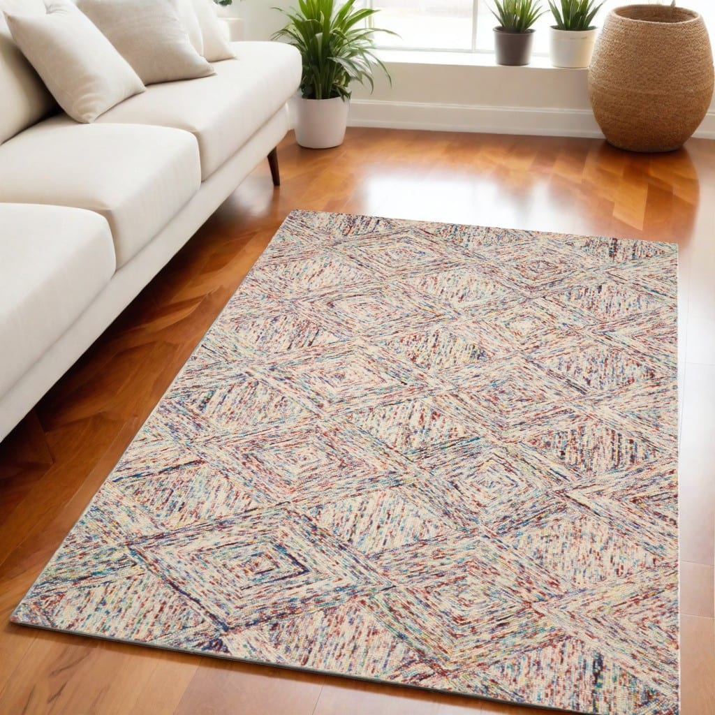 Cizim Power Loomed Geometric Modern Soft Area Rug By HomeRoots - 90' X '60' X '0.5