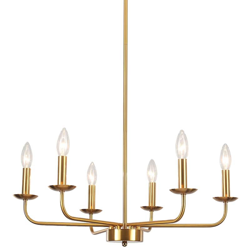 24.01 in. Modern Farmhouse Chandelier , 6-Light French Country Chandelier for Dining Room Living Room Bedroom Kitchen - Golden