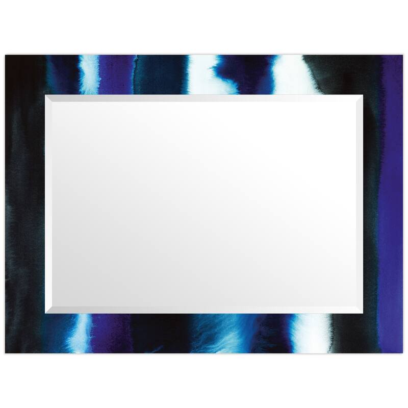 Run Off Rectangular Beveled Mirror on Free Floating Printed Tempered Art Glass - Clear - 40" x 30"