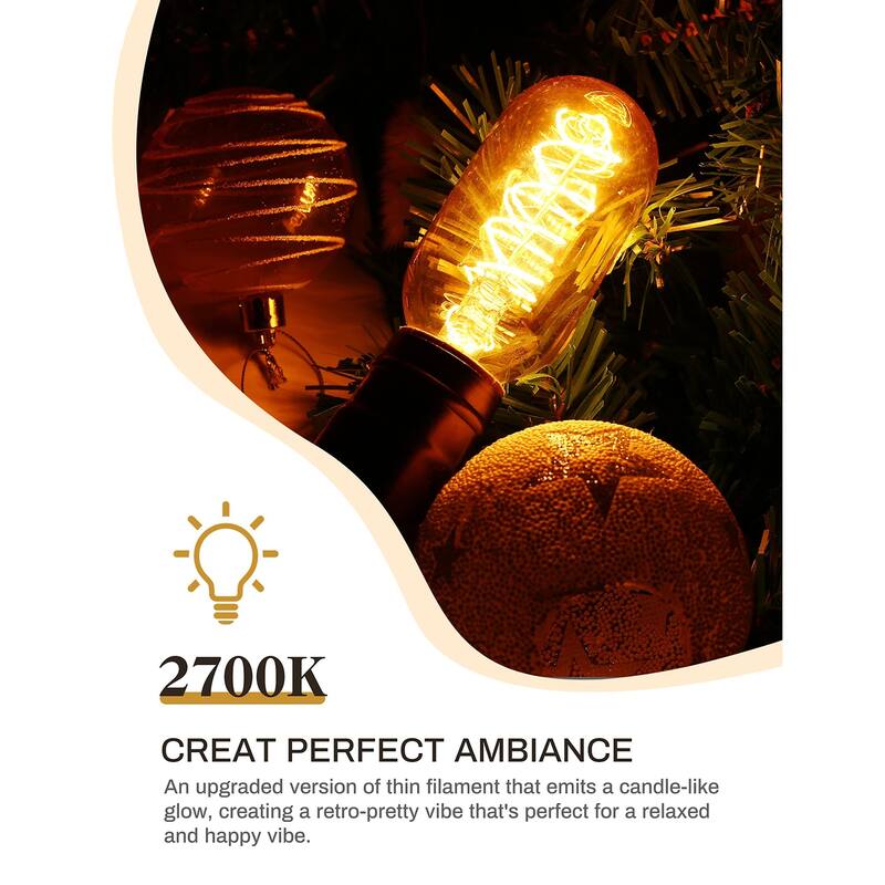 6 Pack Edison LED Light Bulbs, E26 Dimmable Led Light Bulbs, 800 LM Warm White 2700K, ST58 Antique LED Filament Bulbs