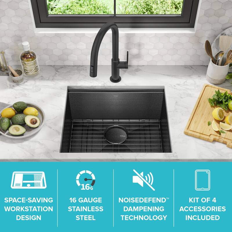 KRAUS Kore Workstation Undermount Stainless Steel Kitchen Sink