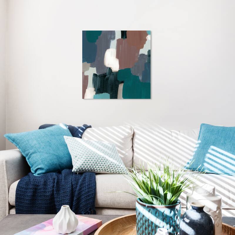 Wynwood Studio Canvas Abstract Earthtones Pieces Blue and Modern & Contemporary Wall Art Canvas Print - 20 x 20
