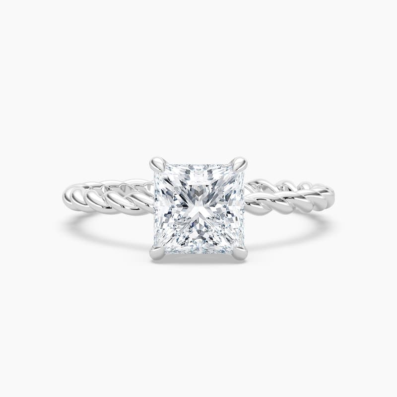 Auriya 14k Gold Lab Grown Princess Diamond Twisted Hidden Halo Engagement Ring 1.00 to 5.00 ct. tw. (F-G, VS) - 5.5 - 3.00 carats - White