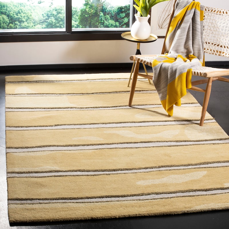Martha Stewart by SAFAVIEH Chalk Stripe Wool/ Viscose Rug - 8' x 10' - Toffee Gold