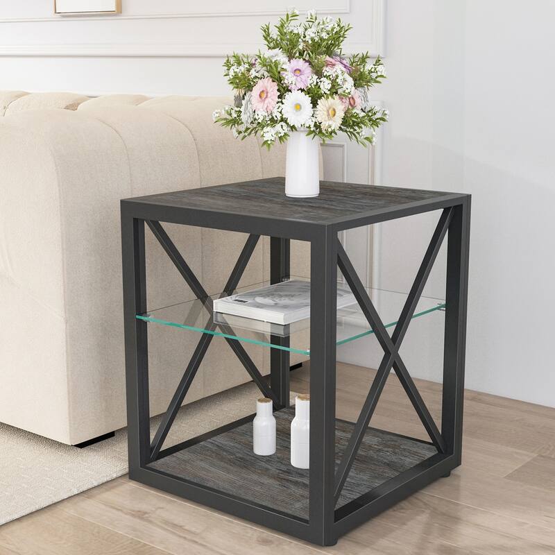 Charming Industrial-Style Side Table for Bedroom and Living Room, Enhancing Space