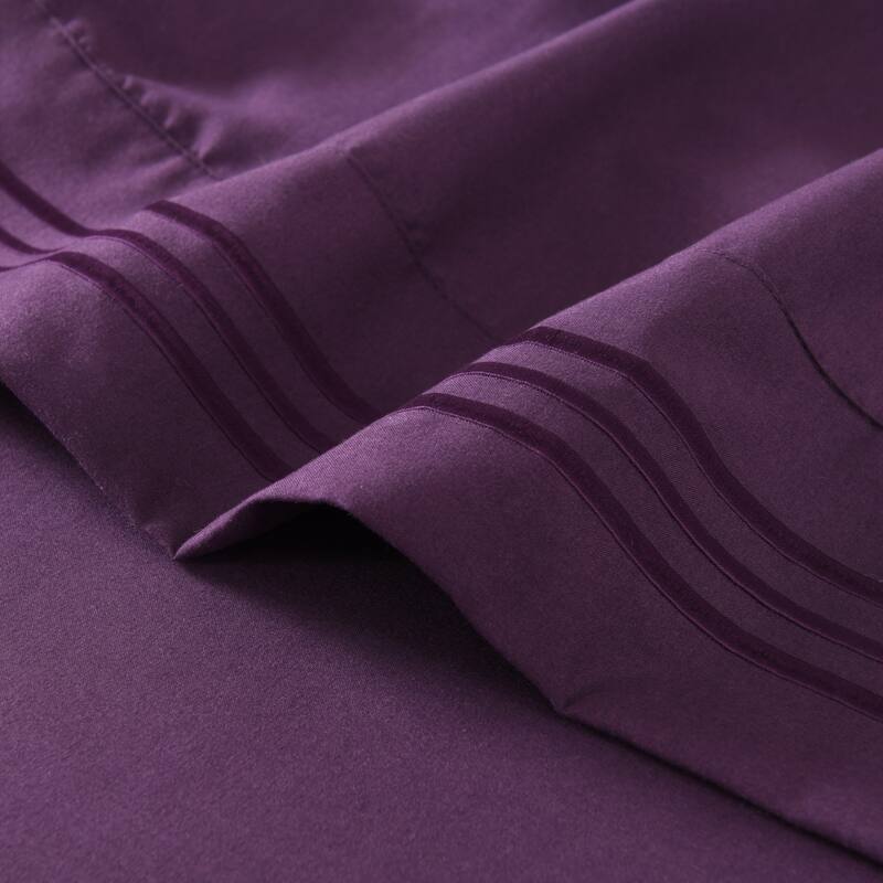 3/4 Pcs Soft Solid & Embroidery Bed Sheets Set