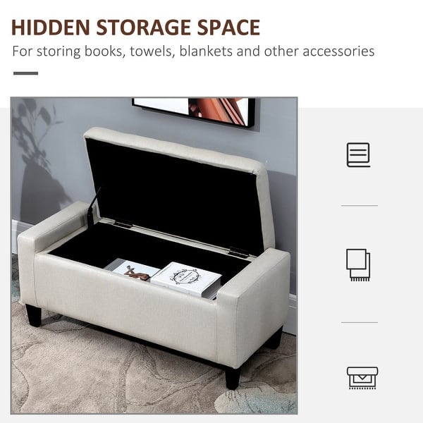 dimension image slide 4 of 5, HOMCOM Ottoman Bench Tufted Storage Chest with Flipping Top, 36.25"W x 15.75"D x 15.75"H