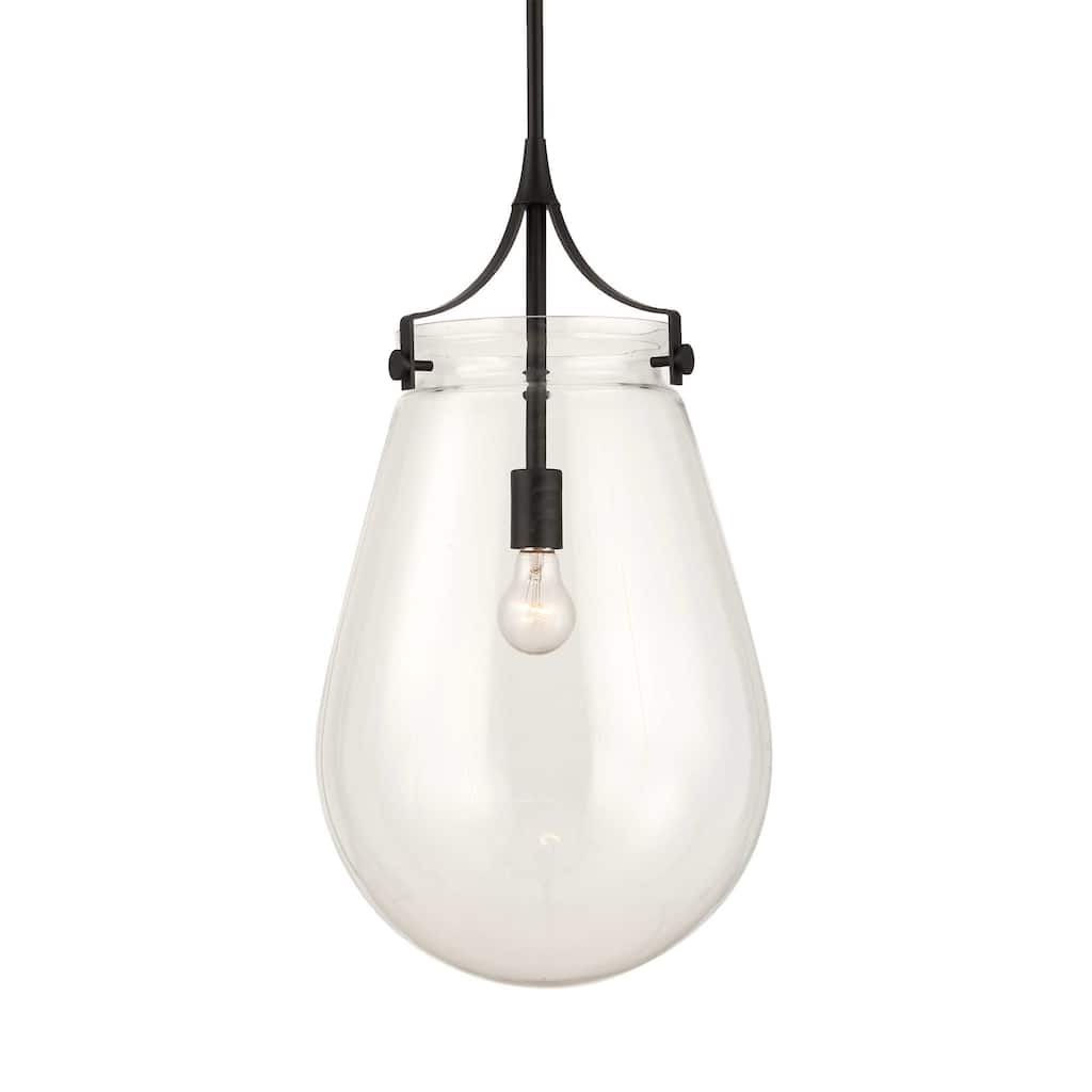 Uttermost Dewdrop 1 Light Glass Shade Pendant - 13.5"W x 13.5"D x 25"H