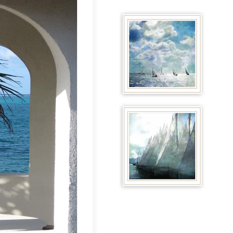 2-Piece Framed Wall Art Set - Sail Away, White Frame