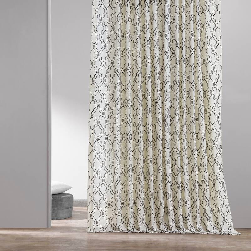 Exclusive Fabrics Saida Embroidered Faux Linen Sheer Curtain (1 Panel)