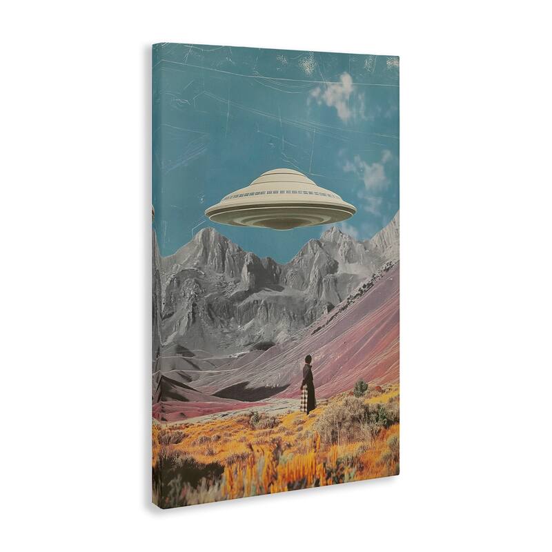 Stupell UFO over Mountain Valley Canvas Wall Art Design By Wumples