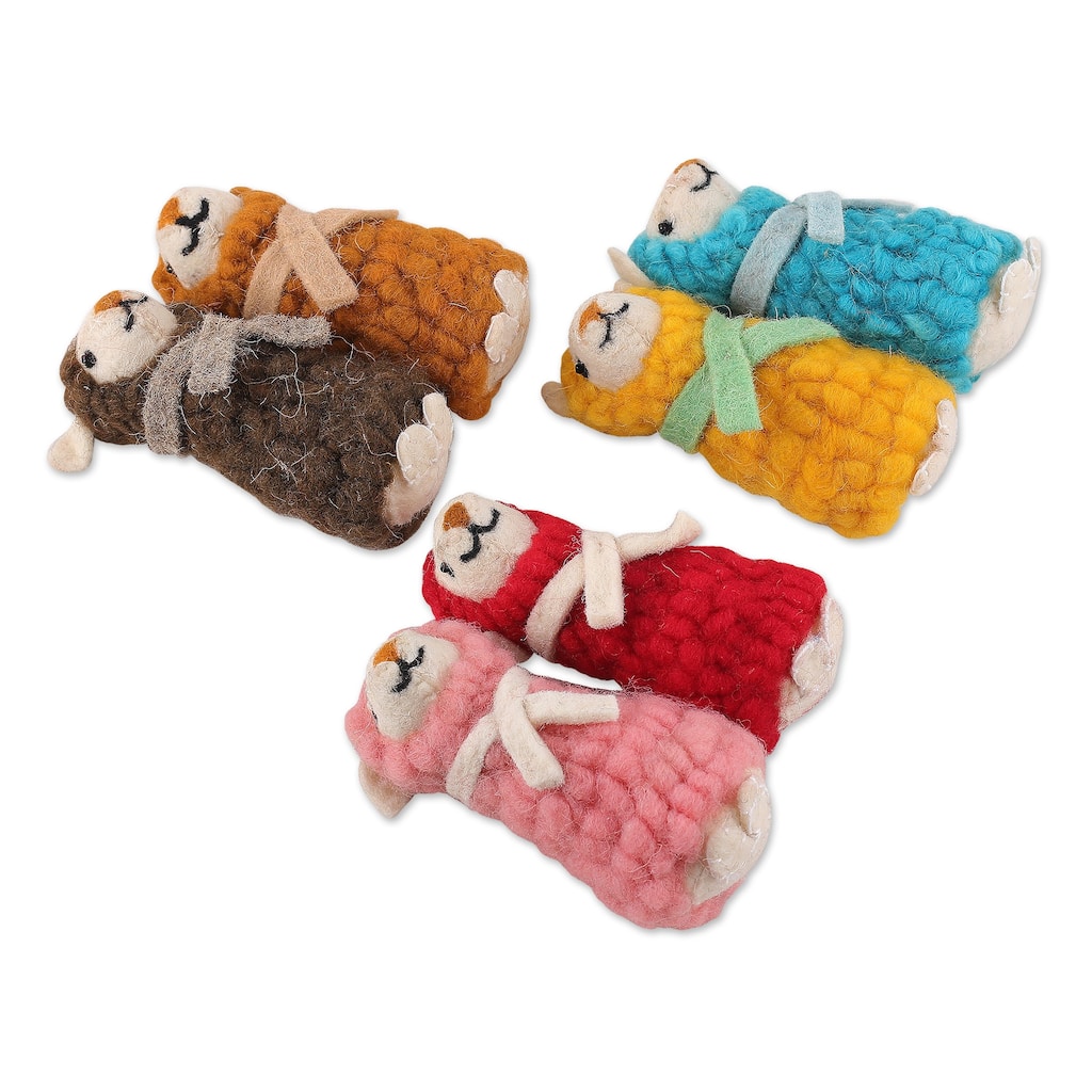 Novica Handmade Oneiric Sheep Wool Ornaments (Set Of 6)