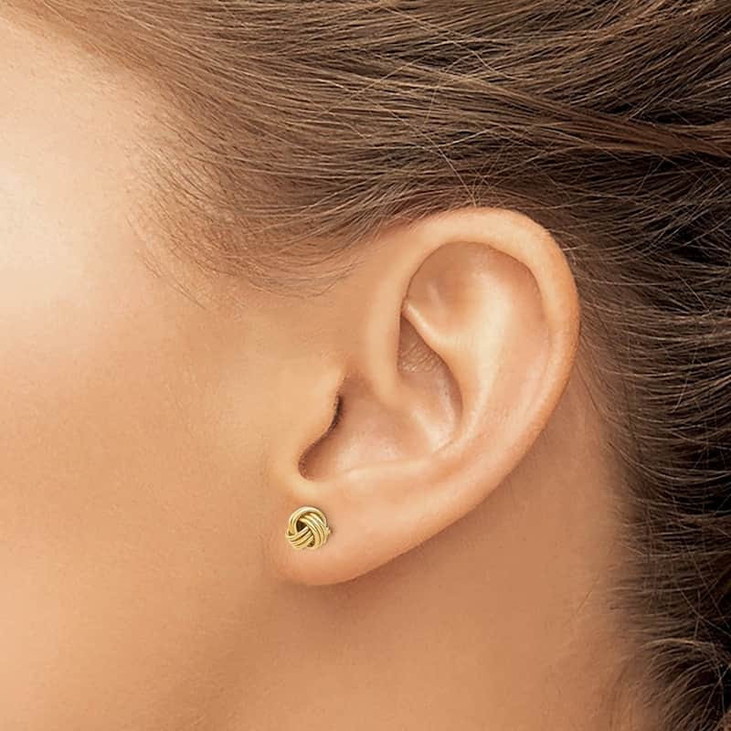 Curata 14k Yellow Gold 6.45x6.44mm Love Knot Post Earrings
