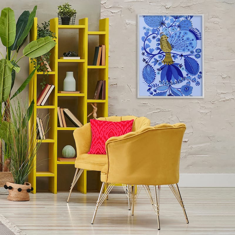 Stupell Folk Inspired Whimsical Bird Framed Giclee Art Design By Kay Widdowson