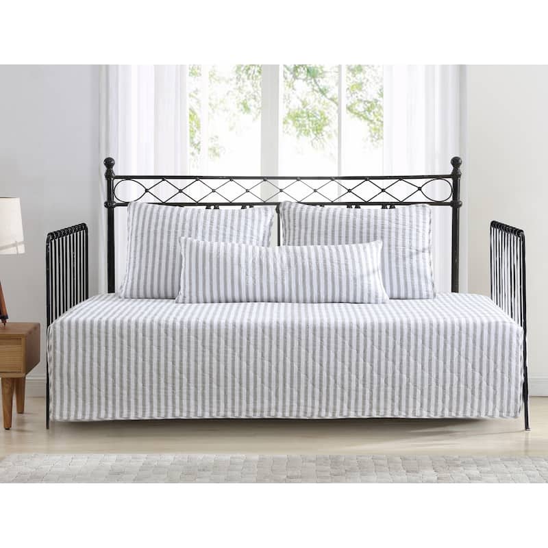 Stone Cottage Willow Way Ticking Stripe Cotton Daybed Cover Set - Grey
