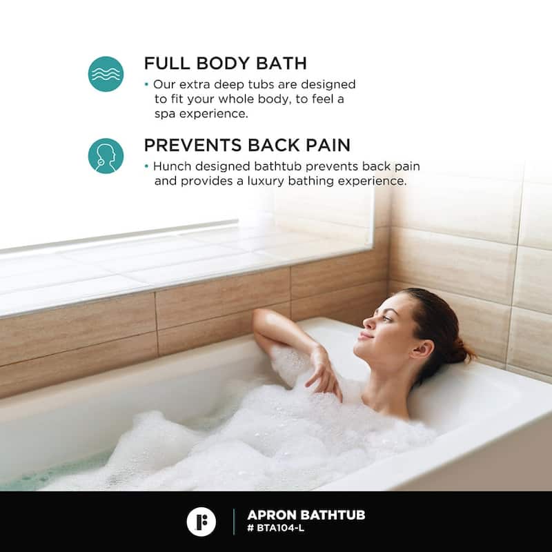 Fine Fixtures Acrylic-Fiberglass Soaking Bathtub, White. Alcove/Apron Front