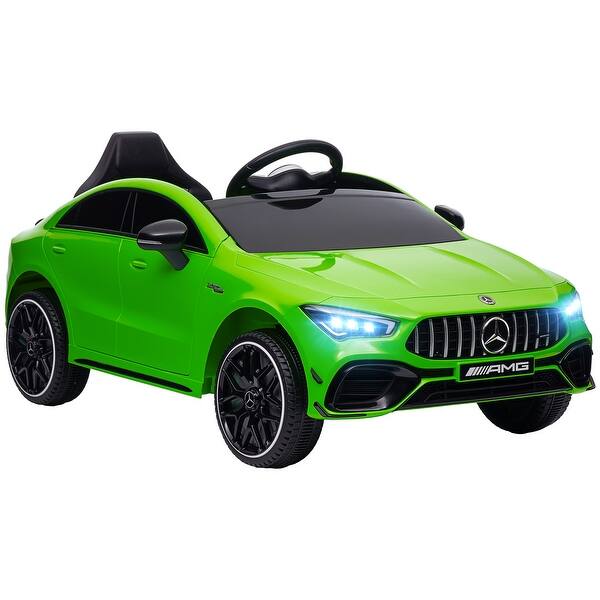 slide 2 of 30, Licensed Mercedes-AMG CLA 45 Kids Electric Ride-On Car with Remote Control, LED Lights & Suspension Green