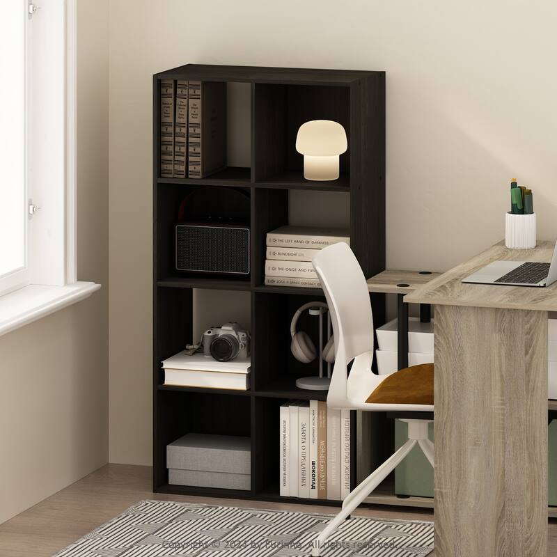 47 in. Tall Espresso Wood 8-Shelf Bookcase