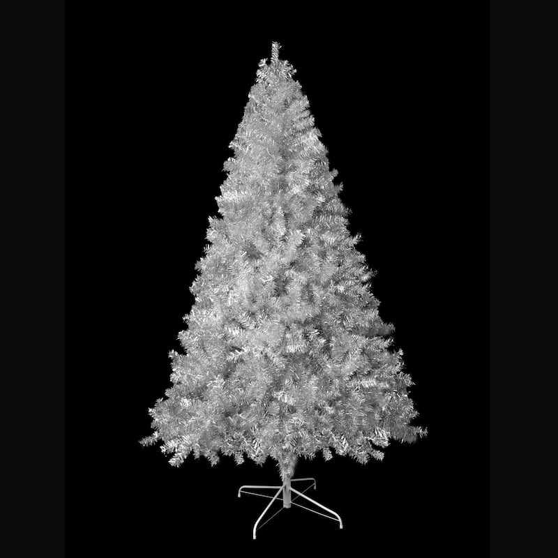 7.4FT Pre-Lit Artificial Christmas Tree, Hinged Full Tree with Metal Stand, 1200 Branch Tips, 400 LED Lights,11 Lighting Modes