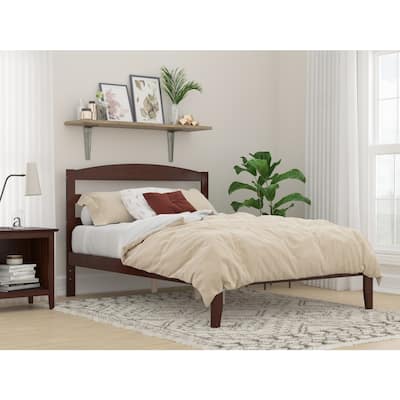 Full Size Bed Frame with Headboard - Nordic Style Platform Bed, Walnut Finish, Slat Support, Easy Assembly