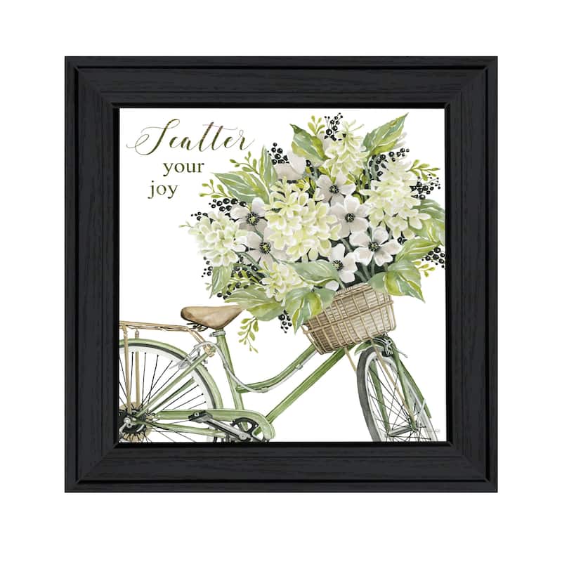TrendyDecor4U Contemporary "SCATTER YOUR JOY WITH FLOWERS" Framed Print Wall Art - Charcoal