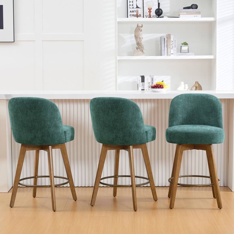 Fabric Upholstered Counter Height Swivel Bar Stools - 37.8"H x 19.7"W x 23.2"D