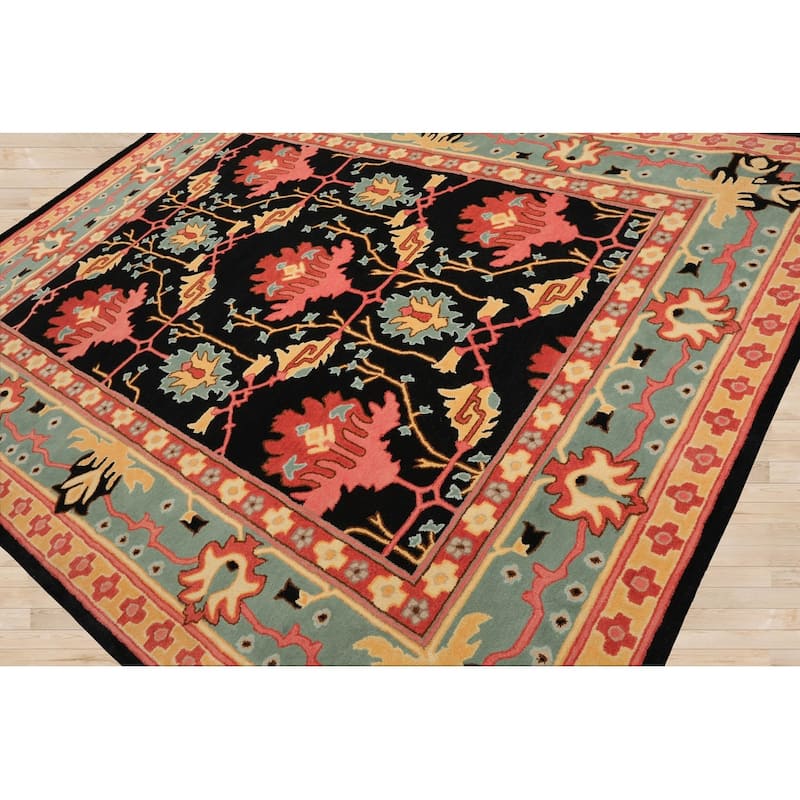 Hand Tufted Transitional Oriental Rug Multi Black Wool Art & Crafts