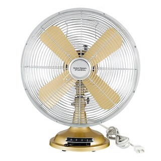 Gardens 12'' Retro 3-Speed Metal Table Fan - Gold - Bed Bath & Beyond ...