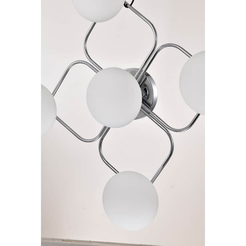Camris 5-Light Chrome Chandelier Frosted Glass Shades