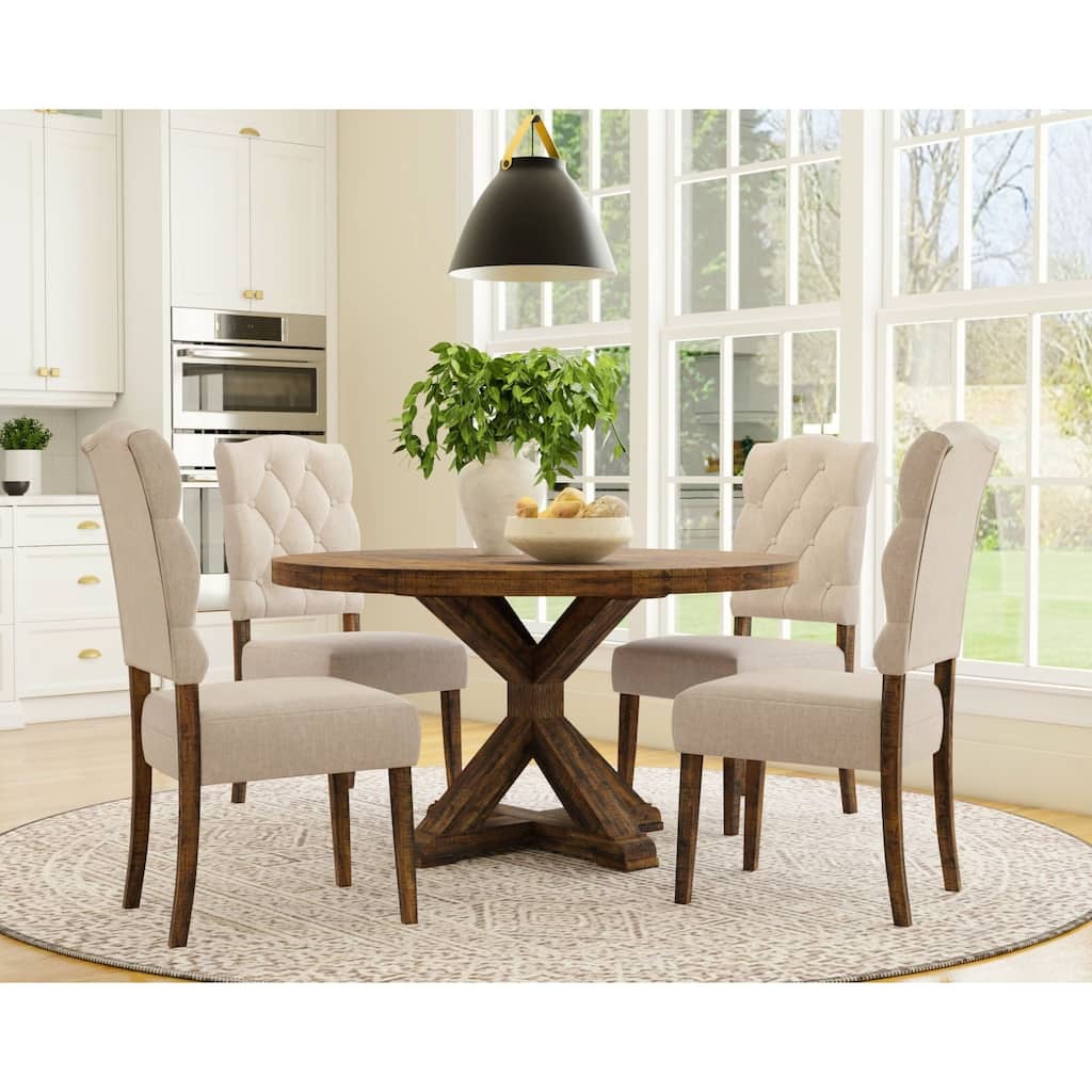 Alpine Furniture Newberry 54 in. W Round Dining Table, Medium Brown