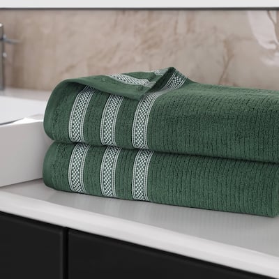 Superior Brea Zero Twist Cotton Ribbed Modern Bath Sheet Set of 2