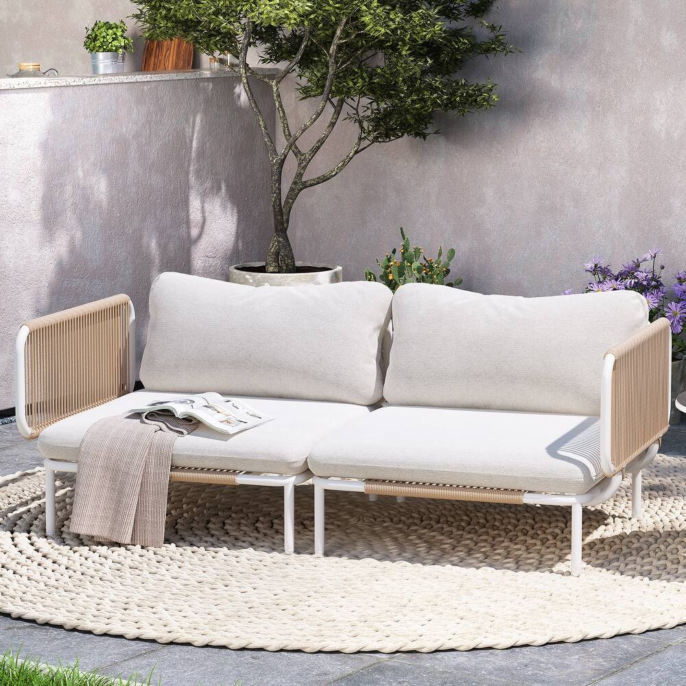 Outdoor Loveseat Composed of Two Chairs, Customizable Set by Combining Multiple Chairs - Combined by 2 corner chairs