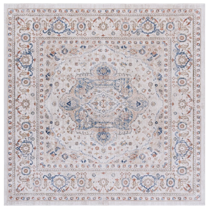 SAFAVIEH Elwood Jeka Modern Abstract Rug - 6'5" Square - Ivory/Blue