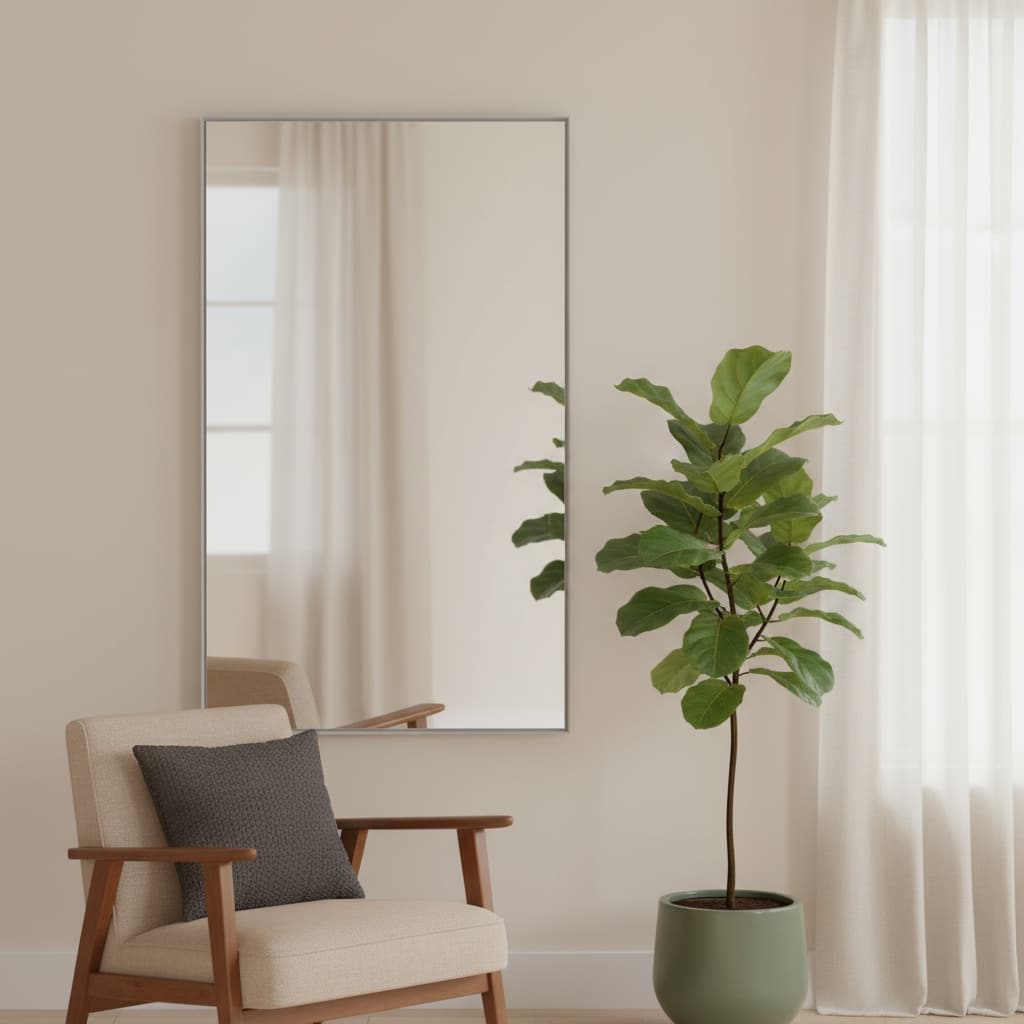 HomeRoots 51" Silver Metal Leaning Framed Full Length Mirror - 31.44 in. x 51.09 in. x 0.79 in.