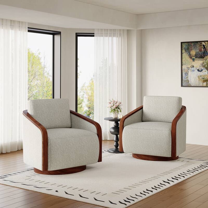 Modern Upholstered Swivel Accent Chair Set of 2