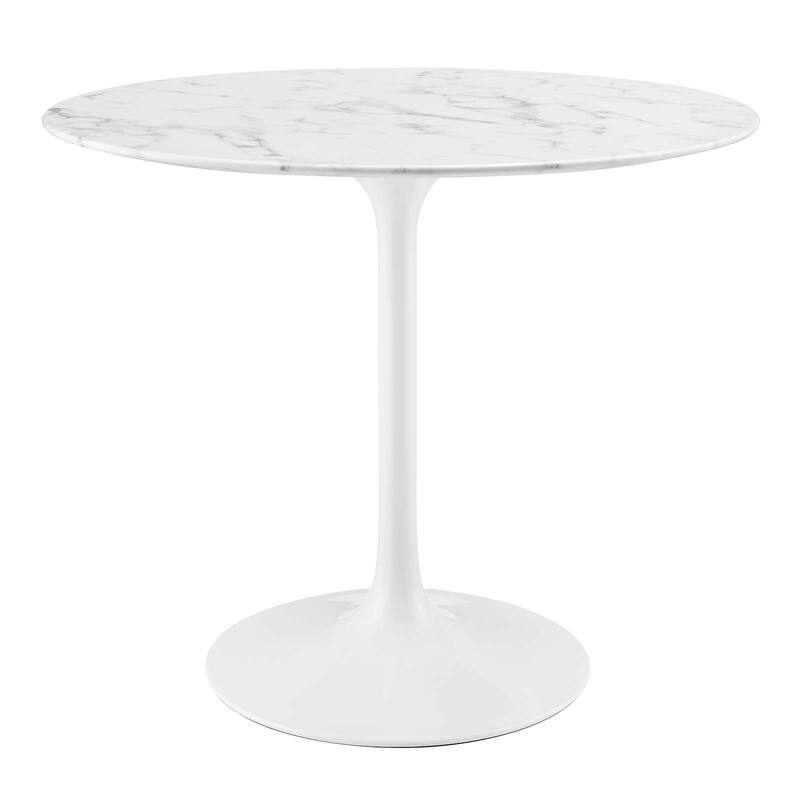 Round Artificial Marble Dining Table - White
