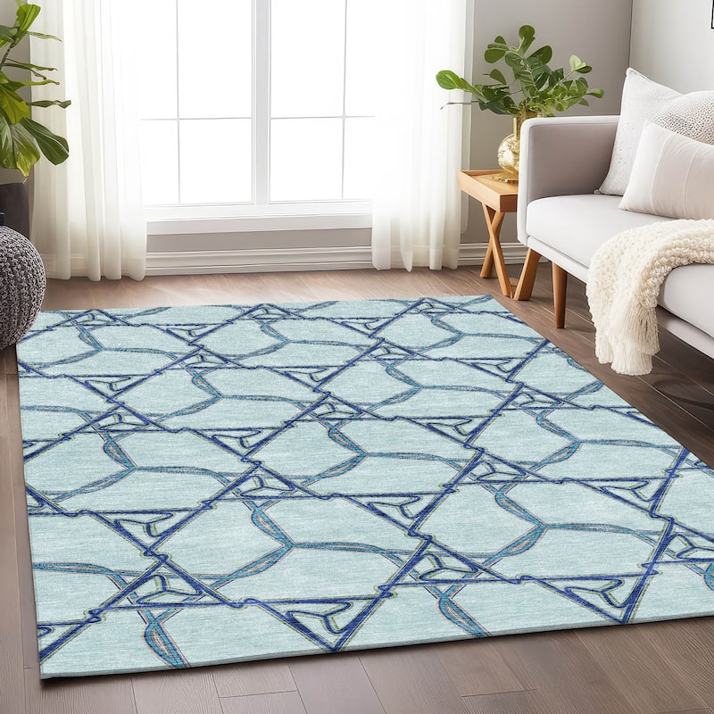 Premium Washable Super Soft Modern Tangle Mayfield Rug - Sky - 3' x 5'
