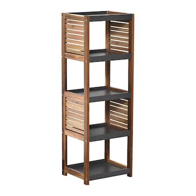 Open-Shelf Storage Unit with Vented Design, Brown and Gray - Elements Collection - 42 3/4"Hx14.5"Lx11 3/4"W