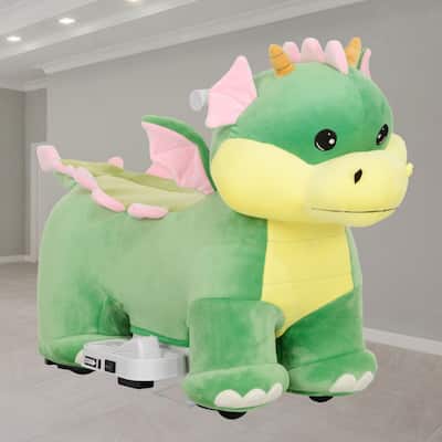 6V Triceratops Shaped Ride-On Toy for Toddlers, Battery-Powered Electric Animal Car with Music, PU Wheels, for Boys & Girls