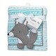 preview thumbnail 2 of 1, Lambs & Ivy Aqua Blue/White Luxury Fleece Baby Blanket with Appliqued Gray Fox