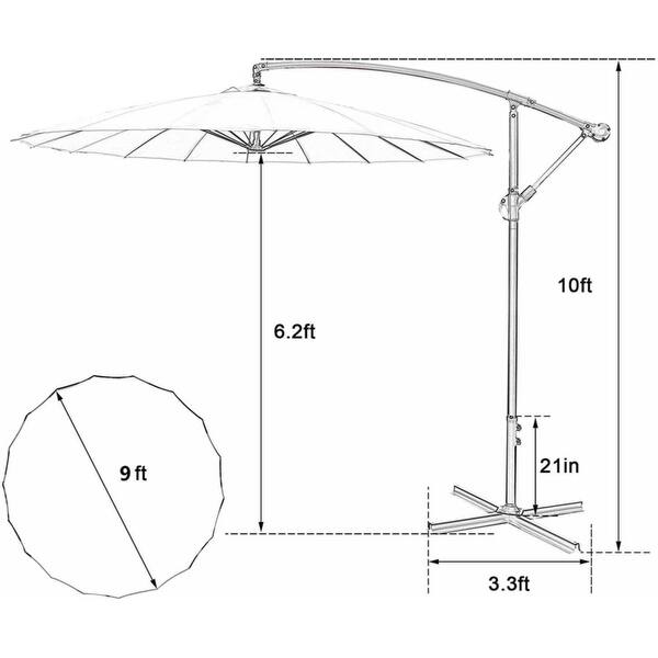 9 Ft Offset Hanging Market Patio Umbrella w/Easy Tilt Adjustment for Backyard, Poolside, Lawn