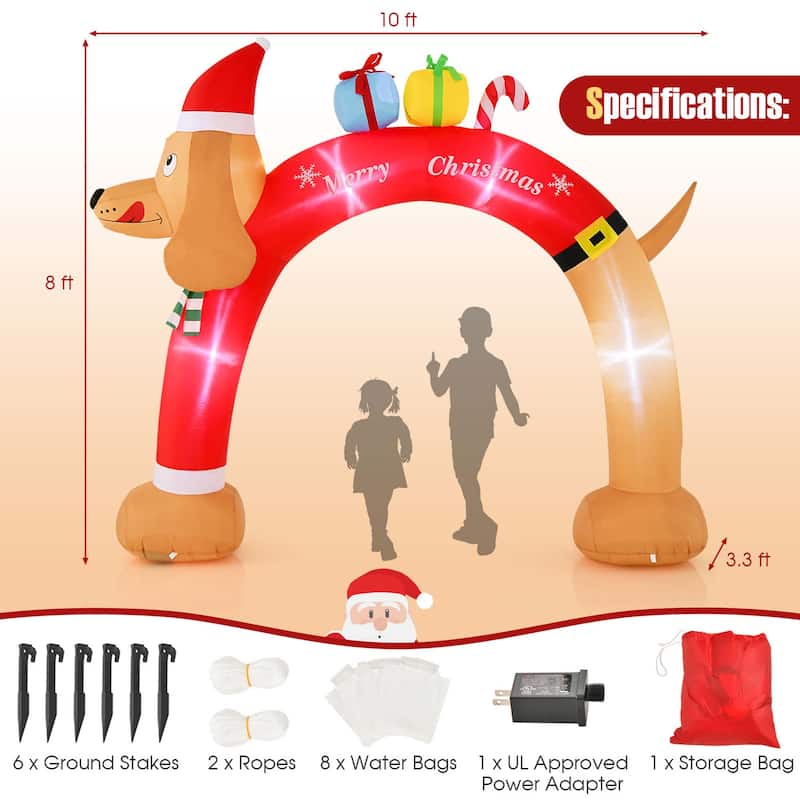 8FT Inflatable Christmas Dachshund Arch Yard Decoration with LEDs