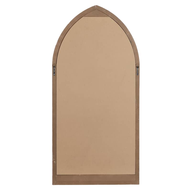Wood Window Pane Inspired Room Wall Mirror with Arched Top and Distressing - Brown - Roche River Decor