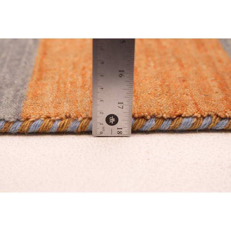 ECARPETGALLERY Hand Loomed Kashkuli Gabbeh Grey, Orange Wool Rug - 6'9 x 9'10