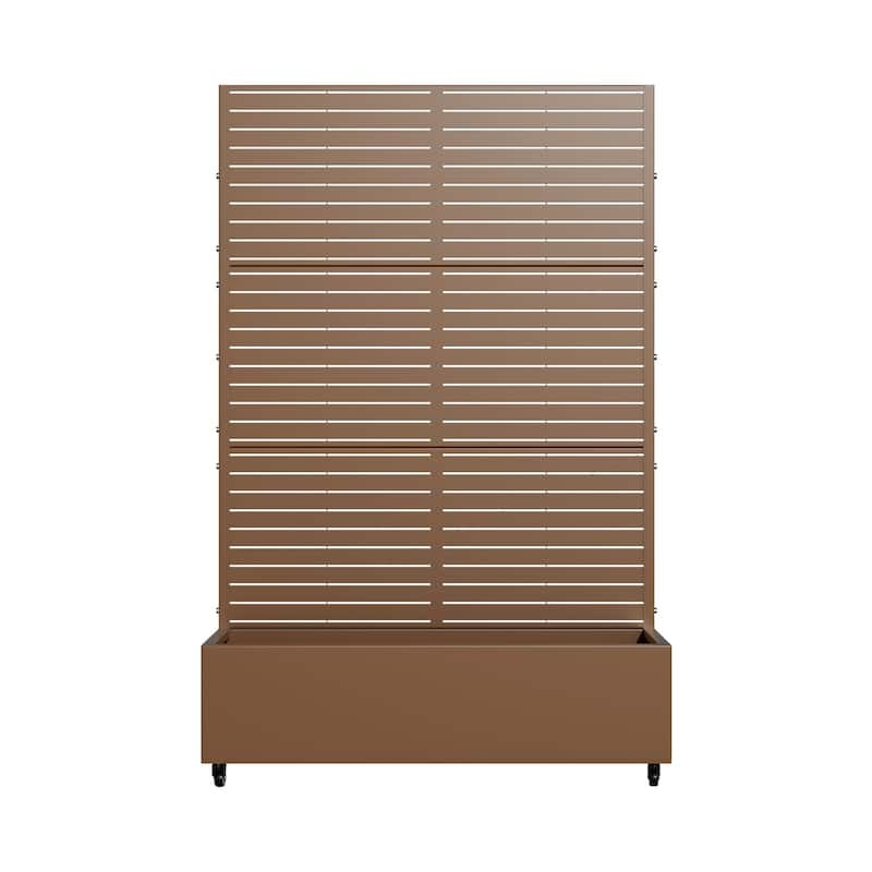 Metal Movable Planter Box with Trellis Privacy Screen Planter Box with Lockable Wheels - 72"x47"