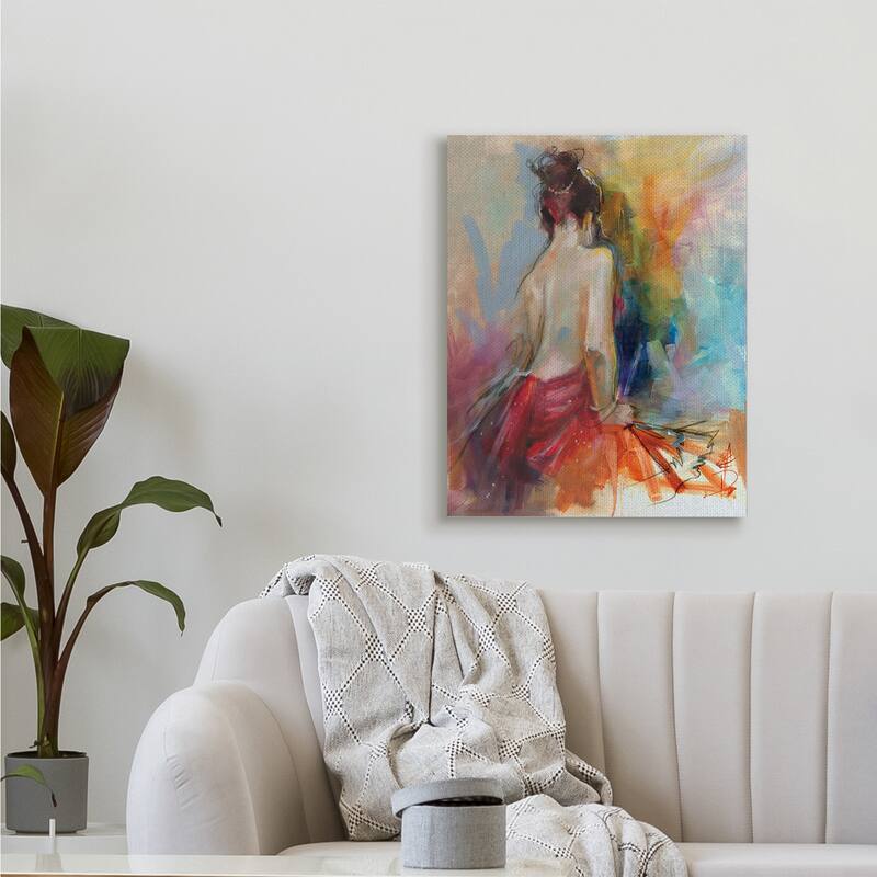 Stupell Contemporary Female Pose Energetic Brush Strokes Canvas Wall Art - Multi-Color